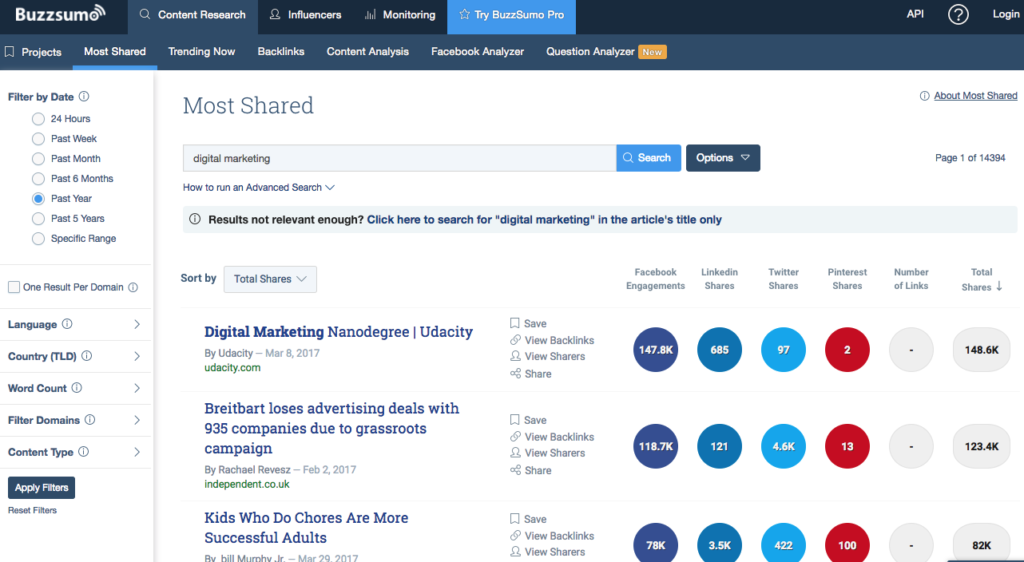 buzzsumo screenshot