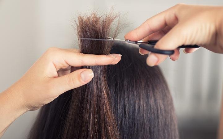 trimming brown hair