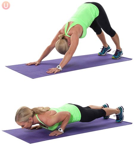 4 Best ways to reduce weight at home without any machine. 3 Downward Dog Push Up Exercise 1