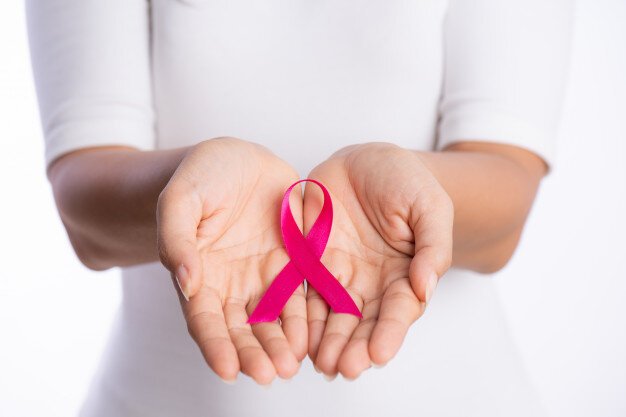 woman hands holding pink breast cancer awareness ribbon white 53476 38761