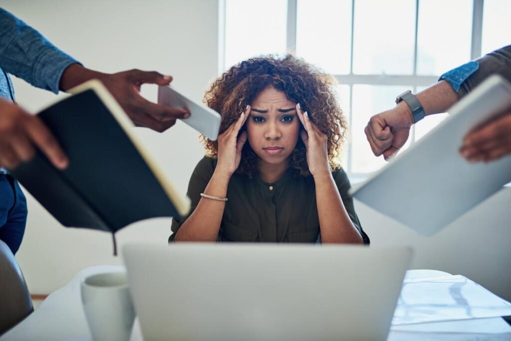 stressed woman at work